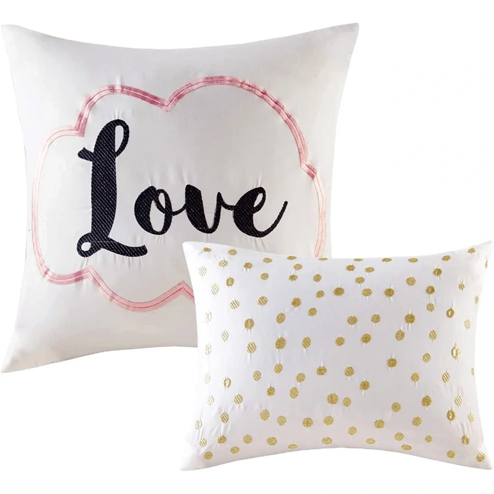 Raina 5 Piece Metallic Printed Duvet Cover Set, Queen, Blush/Gold NWT